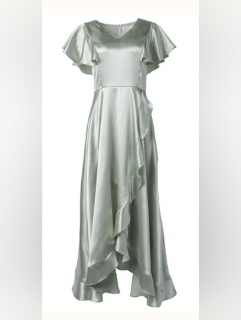 Ivy City Ruffle Flutter Sleeve Maxi Dress In Sage - 28w 4x